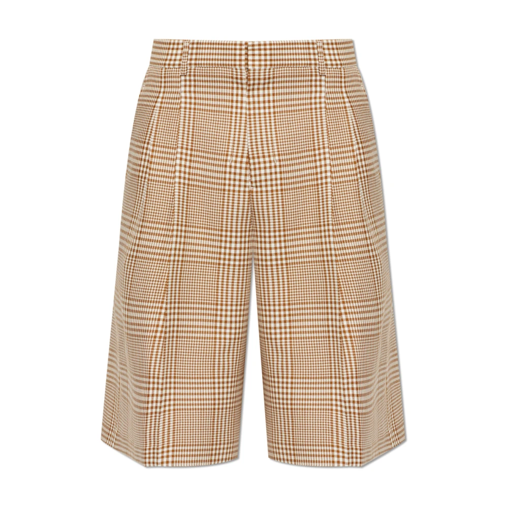 Ami Paris Mannelijk Bruin Korte Broeken Heren, W40, Wol, Shorts Met Schotse Ruit