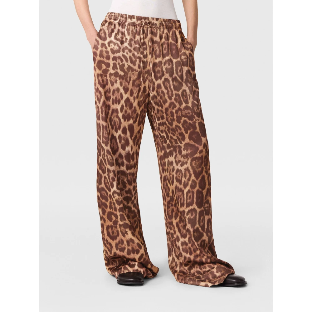 Stella Mccartney Bruine Elastische Trekkoordbroek met Logo Brown Dames