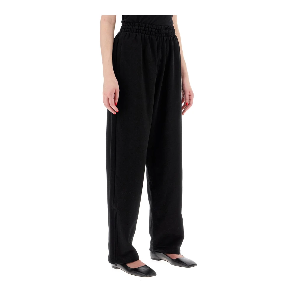 Wardrobe.nyc Comfortabele Wide Leg Joggers met Ritssluiting Black Dames