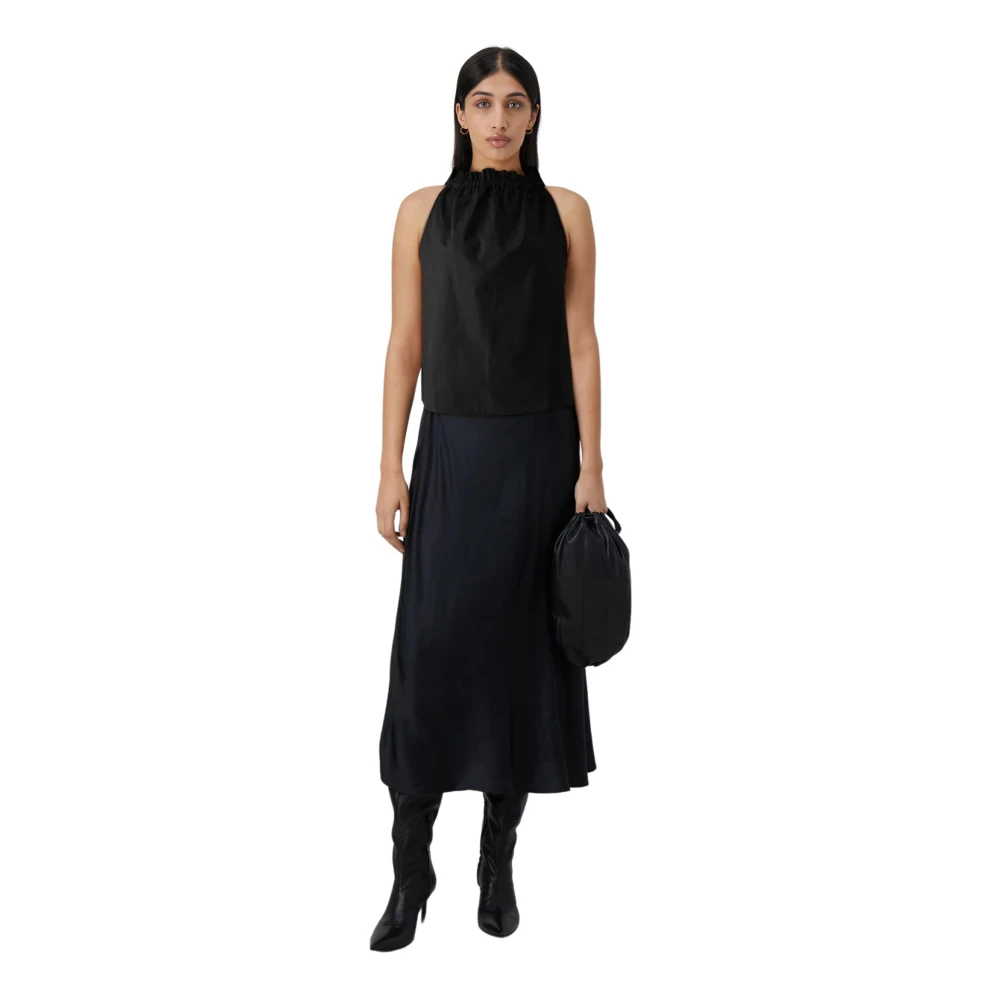 pinko Zwarte Mouwloze Katoenen Top Black Dames