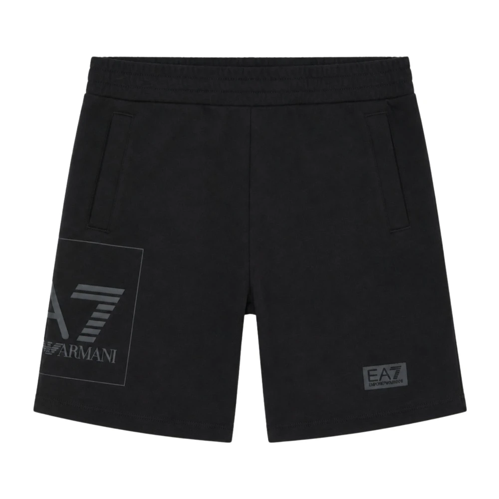 Emporio Armani Ea7 Boys Black Shorts, 8 Y, Jersey Bermuda