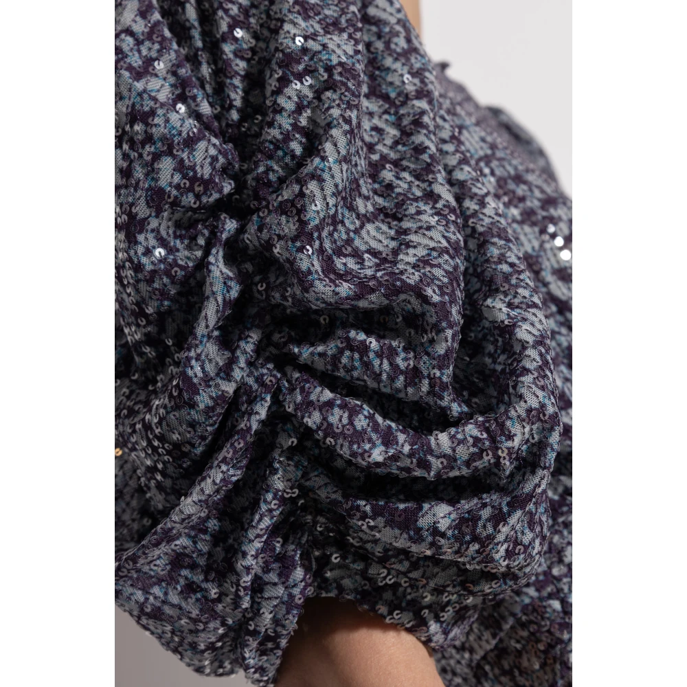 Rotate Birger Christensen Jurk met pofmouwen Purple Dames
