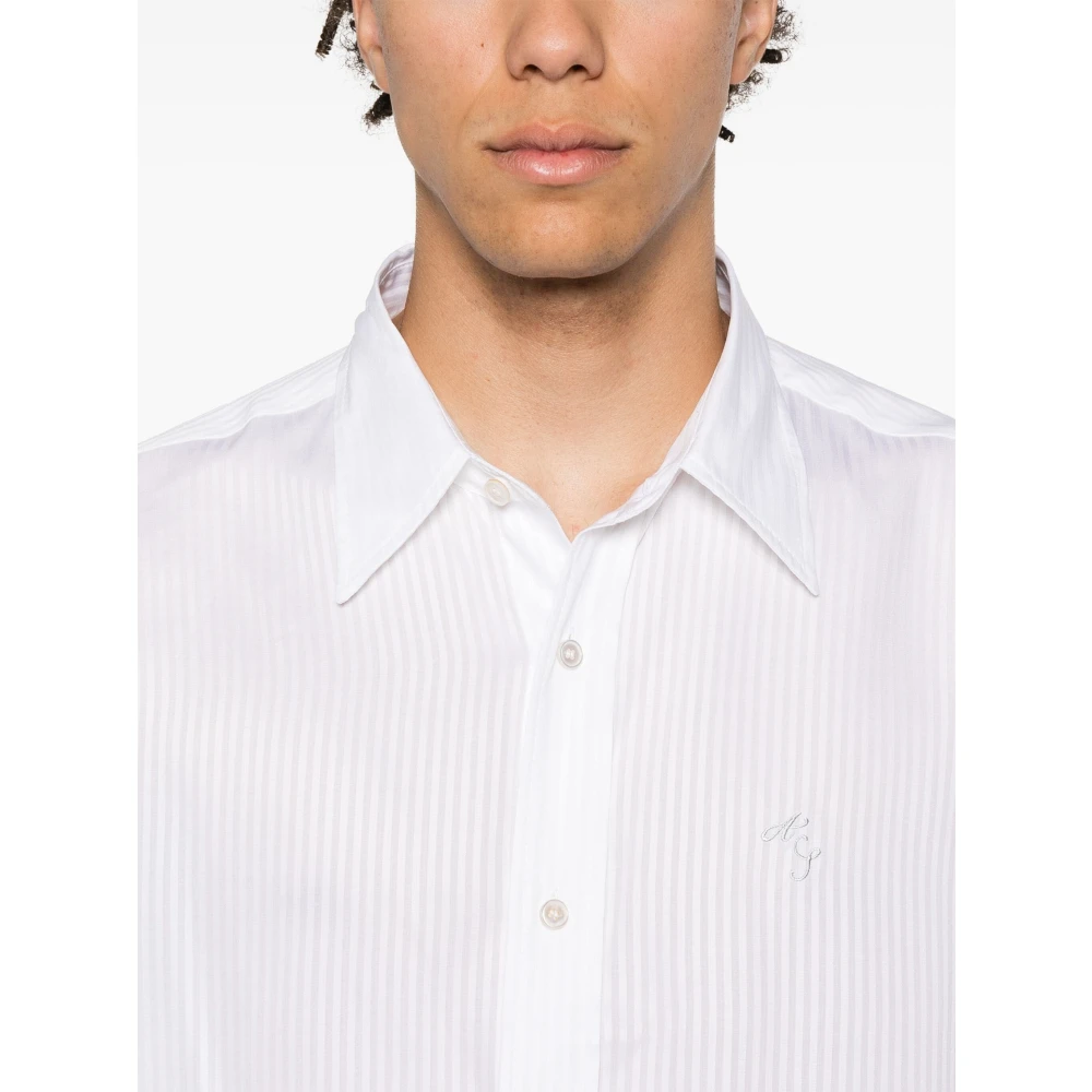 Acne Studios Witte Gestreepte Button-Up Shirt White Heren