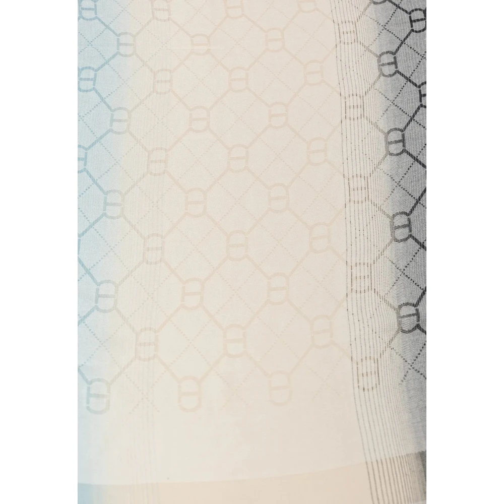 Twinset Blauwe Jacquard Sjaal met Franjes Multicolor Dames