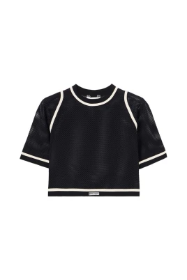 Logo Mesh Cropped Top