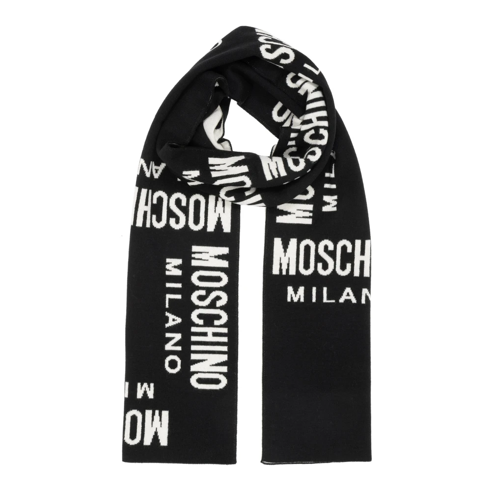 Moschino Logo Ullhalsduk Multifärgat Mönster Black, Herr