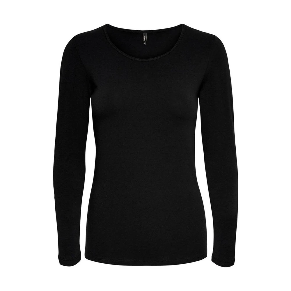 Only Women's Black Cotton Long Sleeve T-Shirt
