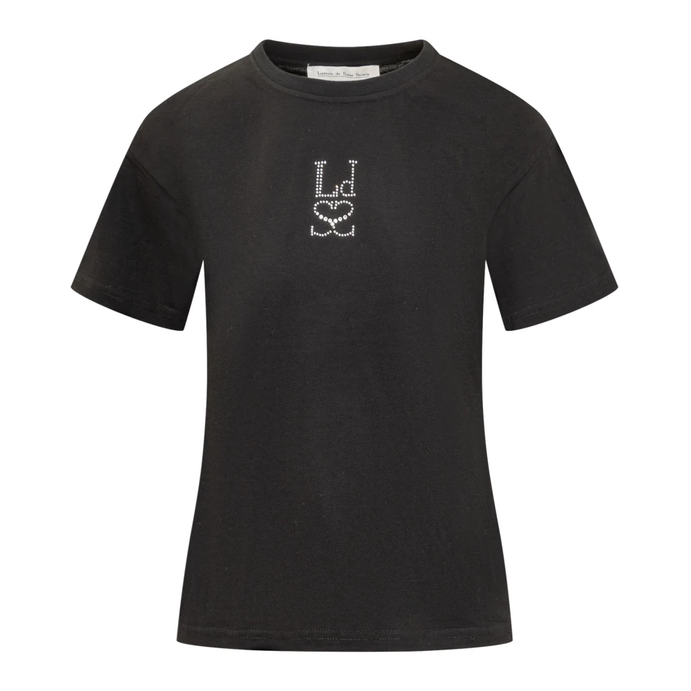 Ludovic de Saint Sernin Zwart T-shirt met strass monogram Black Dames