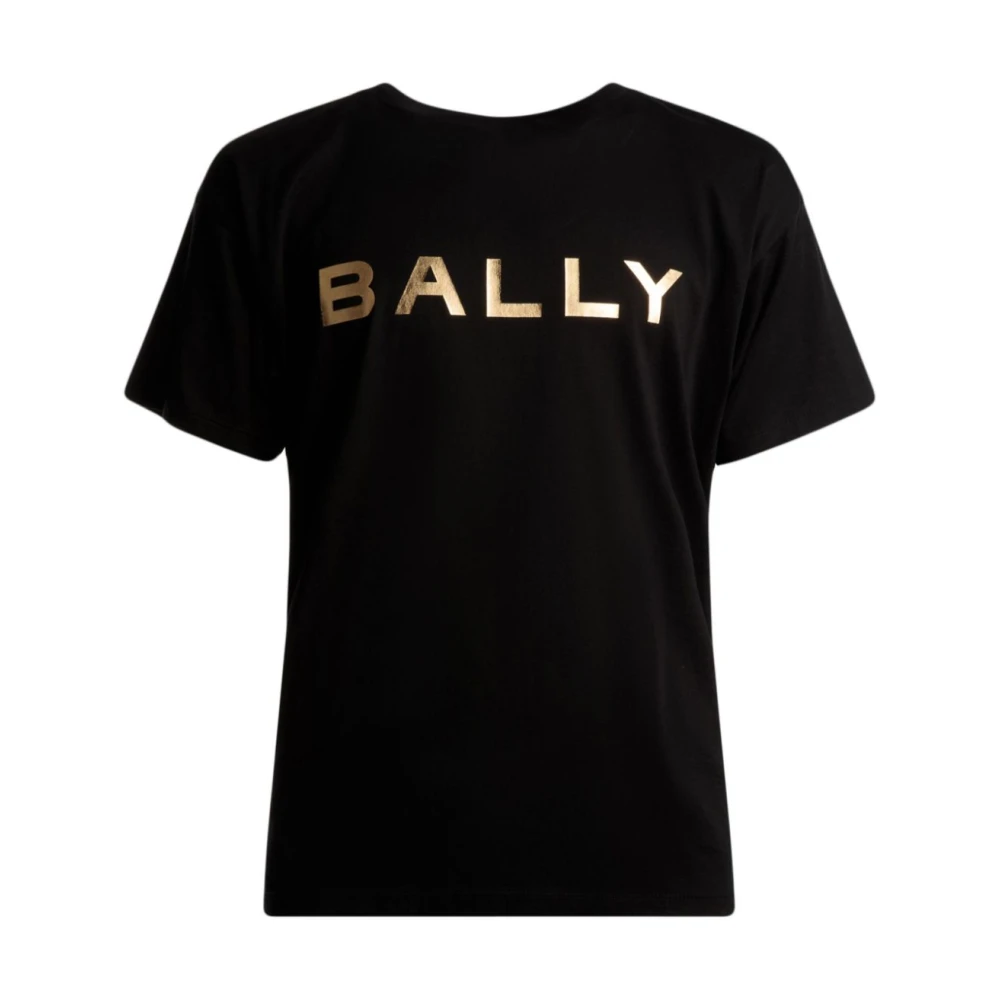 Bally Zwart Metallic-Logo Katoenen T-Shirt Black Heren