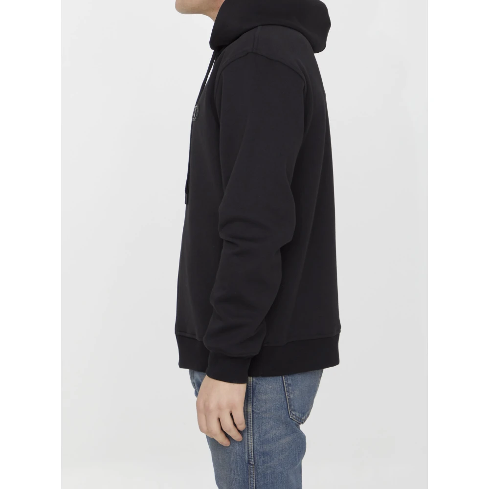 Valentino Garavani Zwarte katoenblend hoodie met Toile Iconographe motief Black Heren