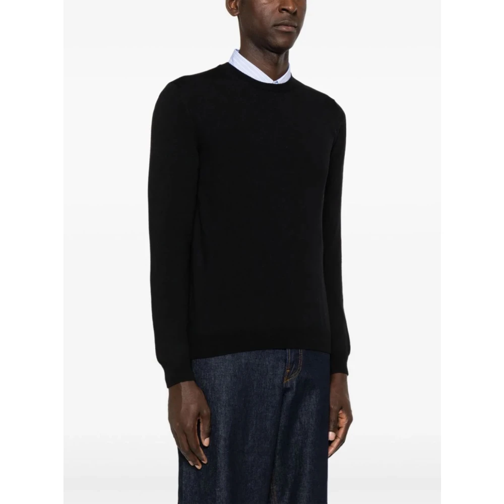 Zanone Zwarte trui met ronde hals Black Heren