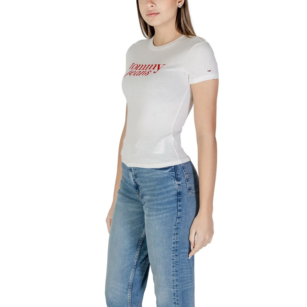 Tommy Jeans Witte Katoenen Geregenereerde Tops & T-Shirt White Dames