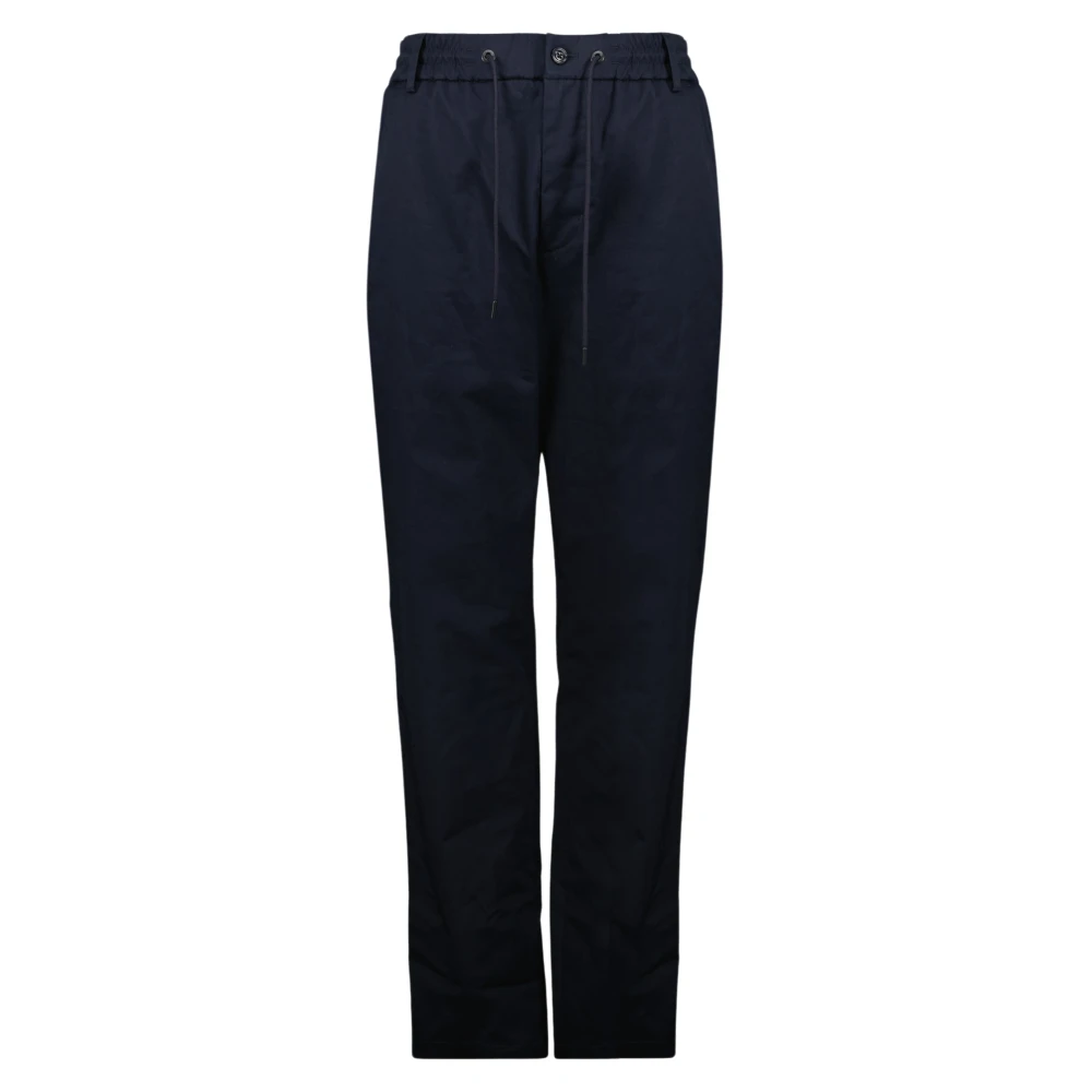 Moncler Blauwe Katoenen Straight Leg Broek Blue Heren
