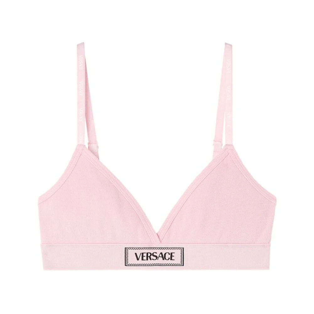Versace Roze Driehoek Logo Patch V-Hals Ondergoed Pink Dames