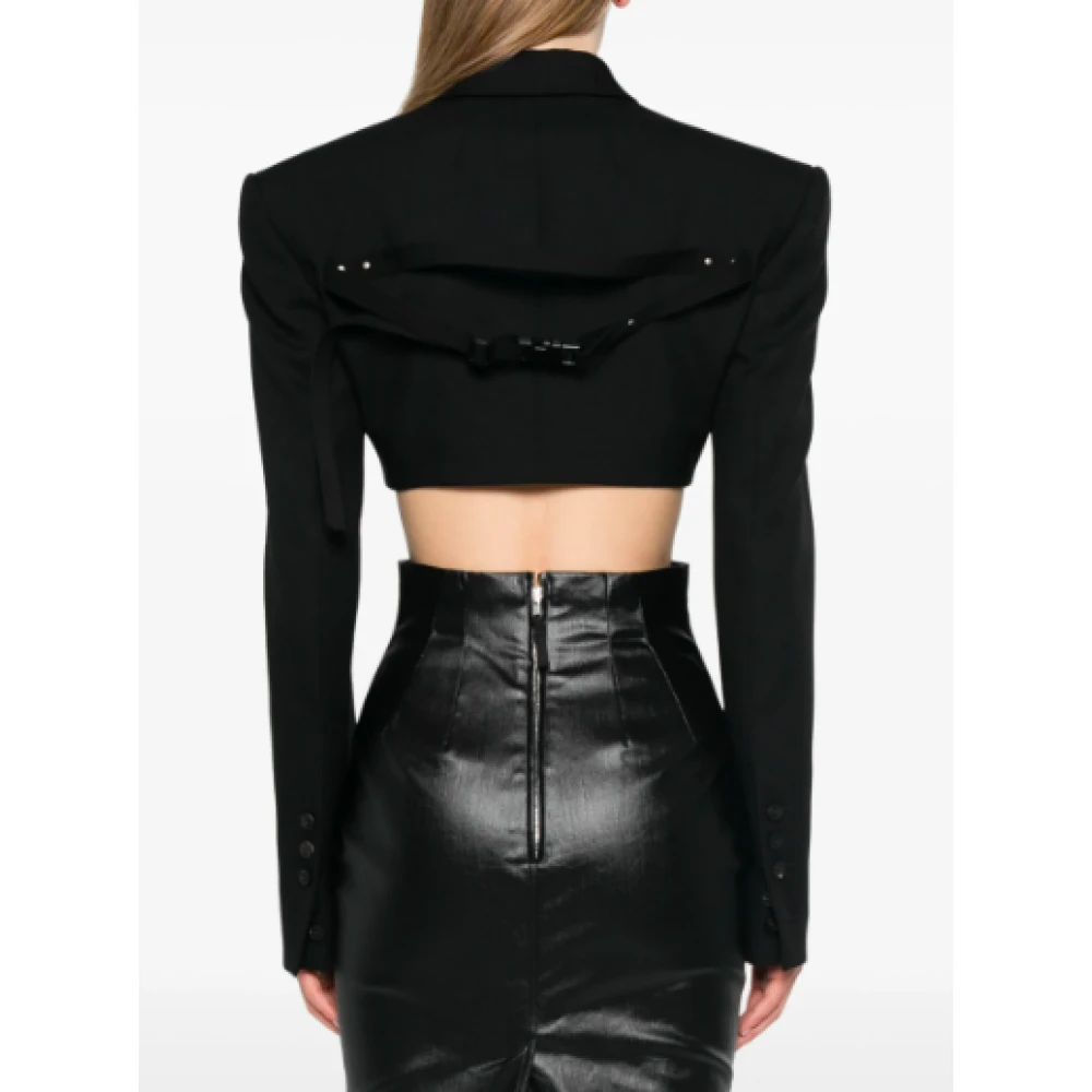 Rick Owens Zwarte Micro Tatlin Jas Black Dames