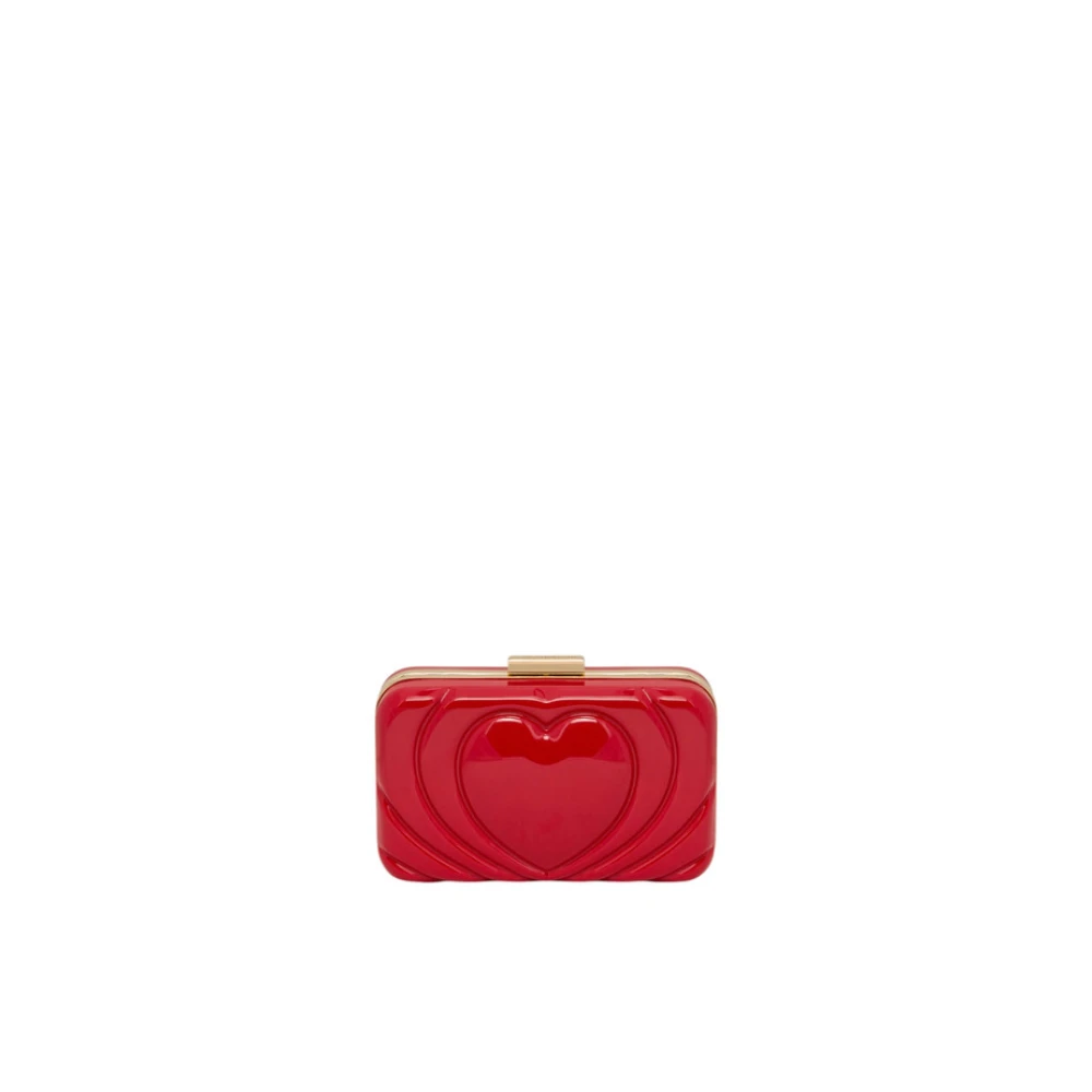 Love Moschino Rode Clutch met reliëf hartontwerp Red Dames