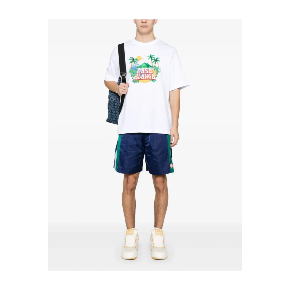 Casablanca Beach Wave Ronde Hals Korte Mouw T-shirt White Heren