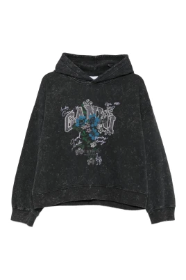 Grafisk tryck hoodie i syratvätt