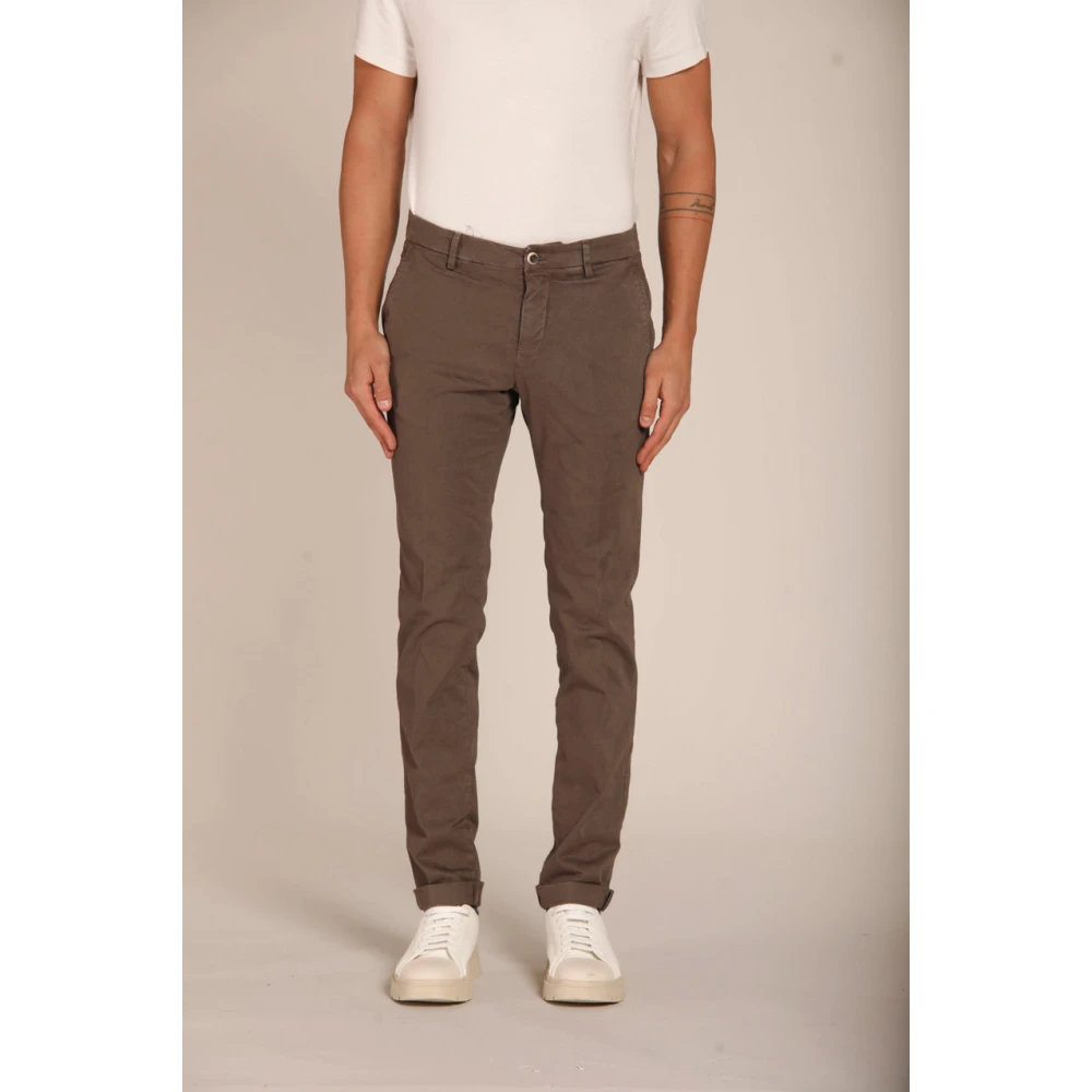 Mason's Extra Slim Fit Chino Broek Milano Stijl Brown Heren