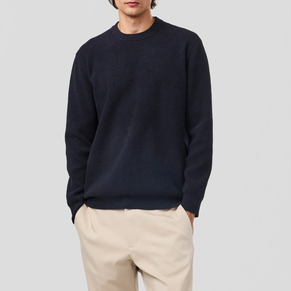 Nn07 Zwarte Crewneck Sweater met Modedetails Blue Heren