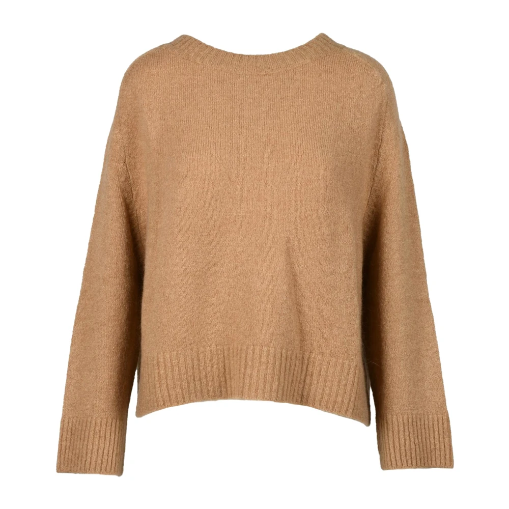 Kaos Mohair Mix Gebreide Trui Brown Dames