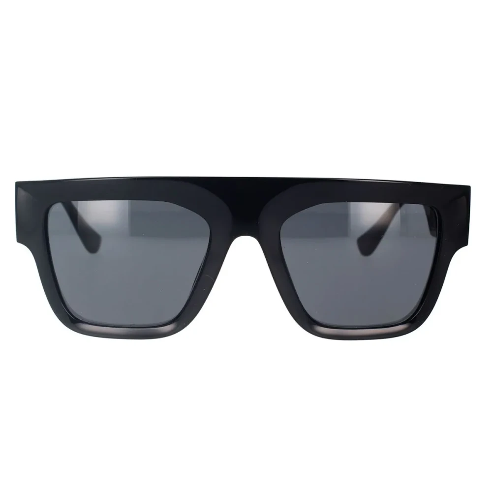 Versace Unisex Black Rectangular Sunglasses Dark Grey Frame Medium