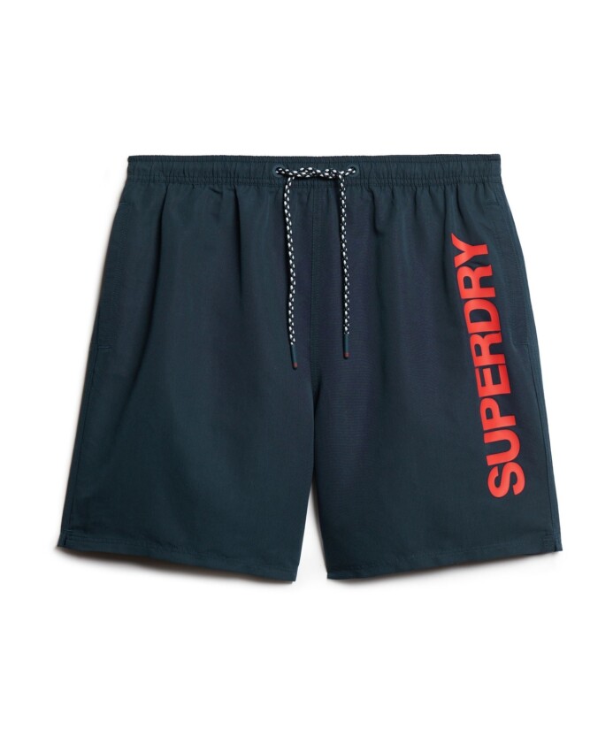 short-de-bain-graphique-en-polyester-bleu