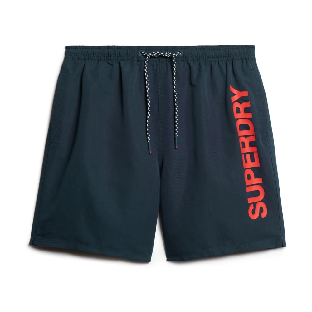 Superdry Men's Blue Beachwear,, Graphic Swim Shorts In Polyester Medium