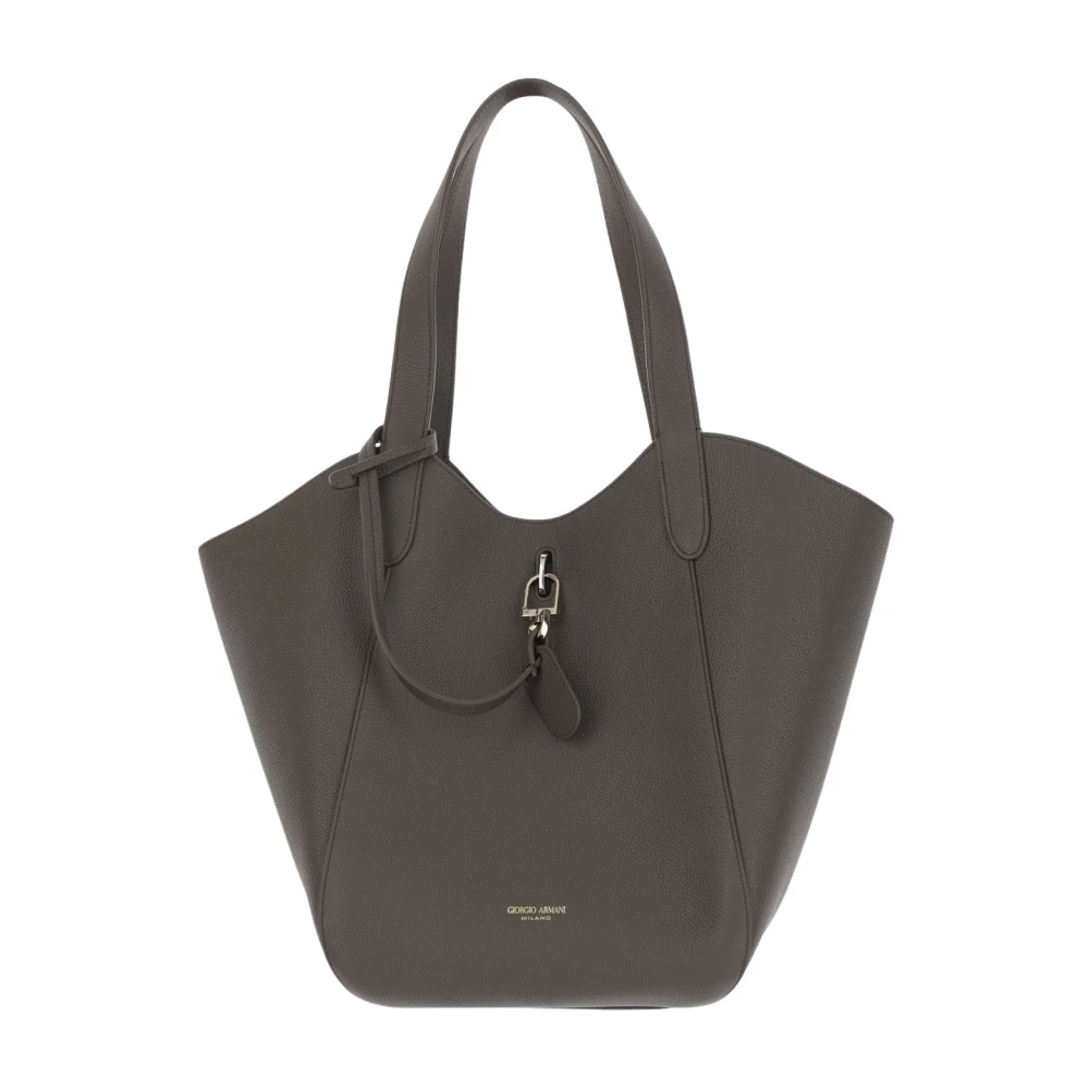 Giorgio Armani Logo Leren Tote Tas met Clutch Brown Dames