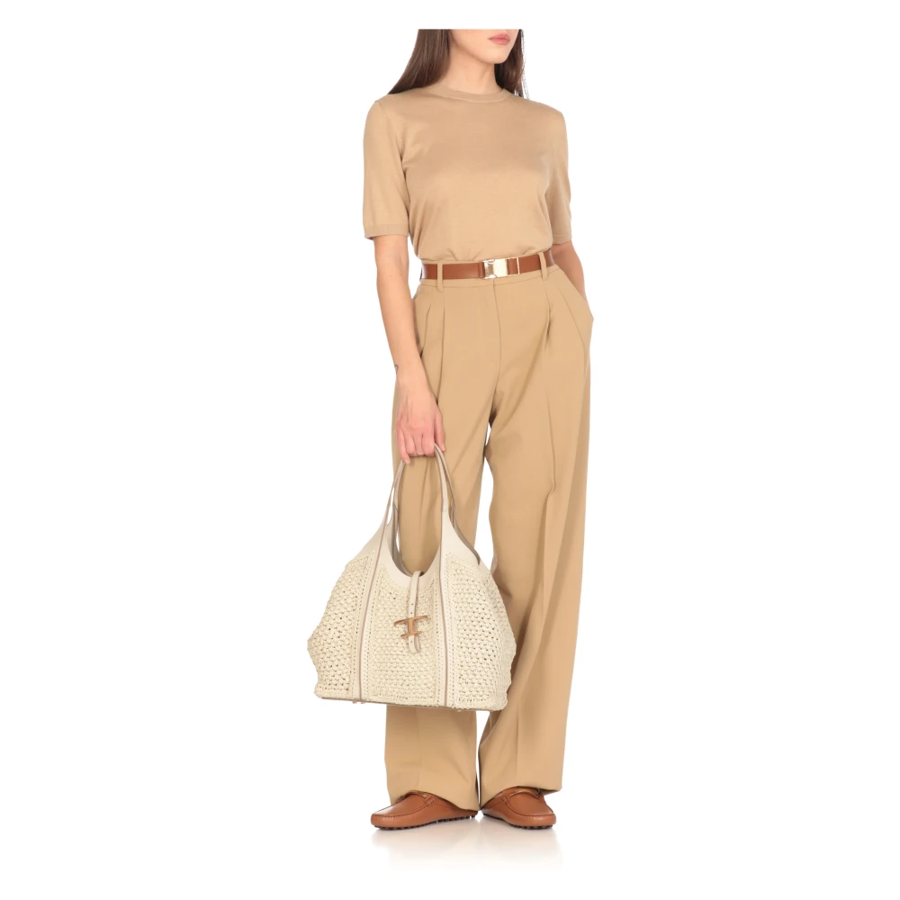 TOD'S Raffia Winkelmandje met Pochette Beige Dames