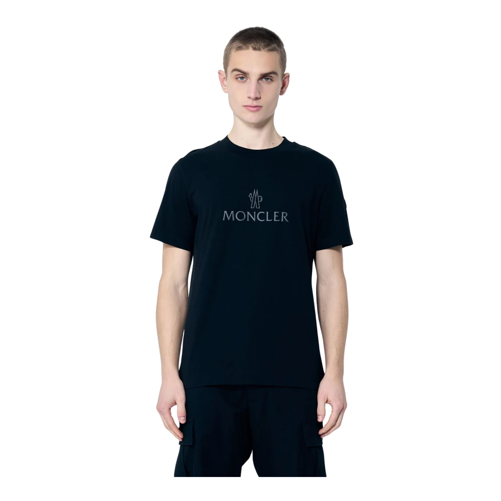 Moncler Katoenen Jersey Logo Applique T-Shirt Black Heren