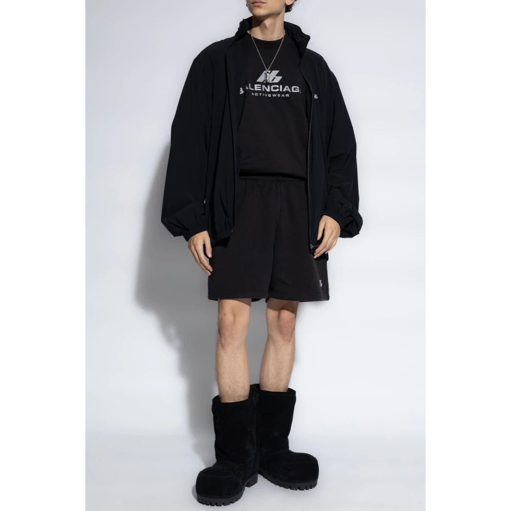 Balenciaga Katoenen shorts met gedrukt logo Black Heren