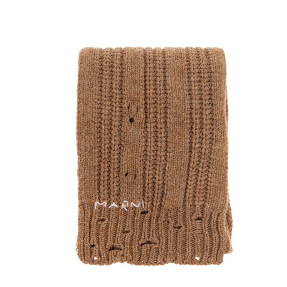 Marni Men's Brown Scarf With Logo - Winter Scarves - One Size - Accessories