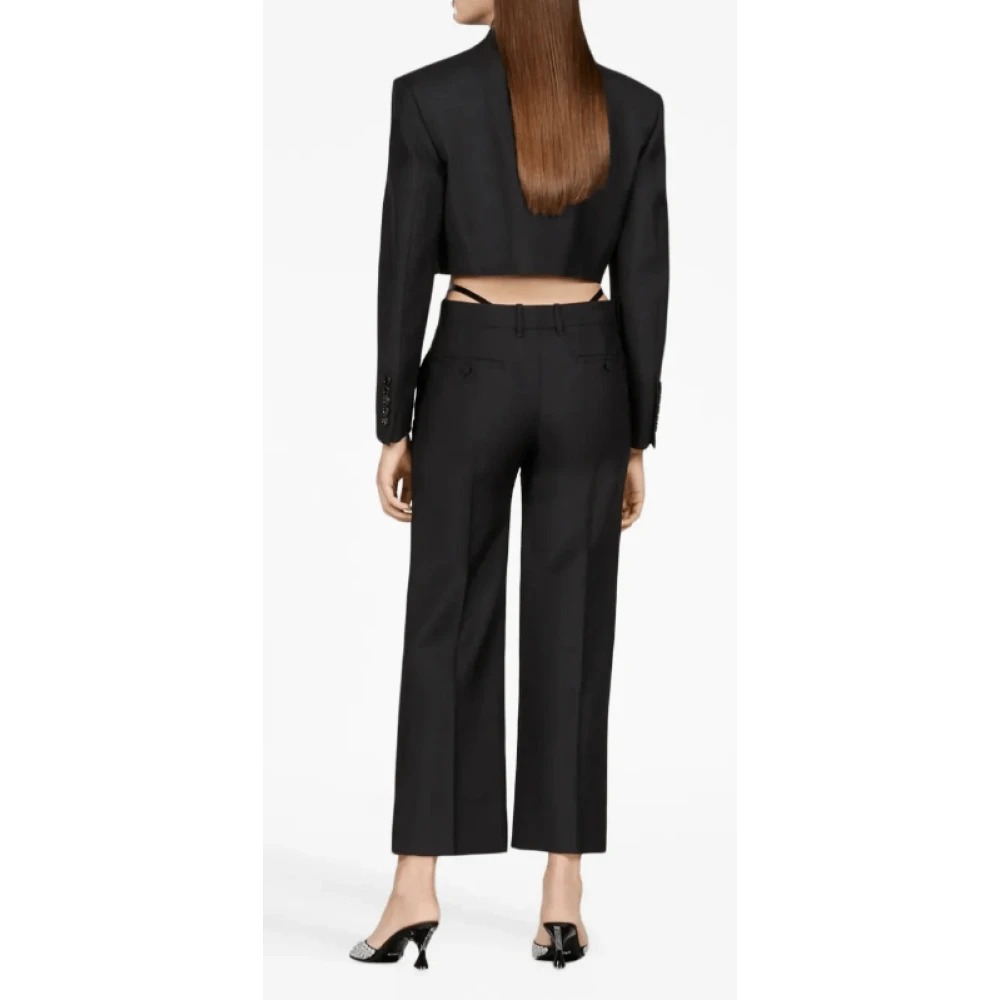 Gucci Zwarte wollen broek met zijriemen Black Dames