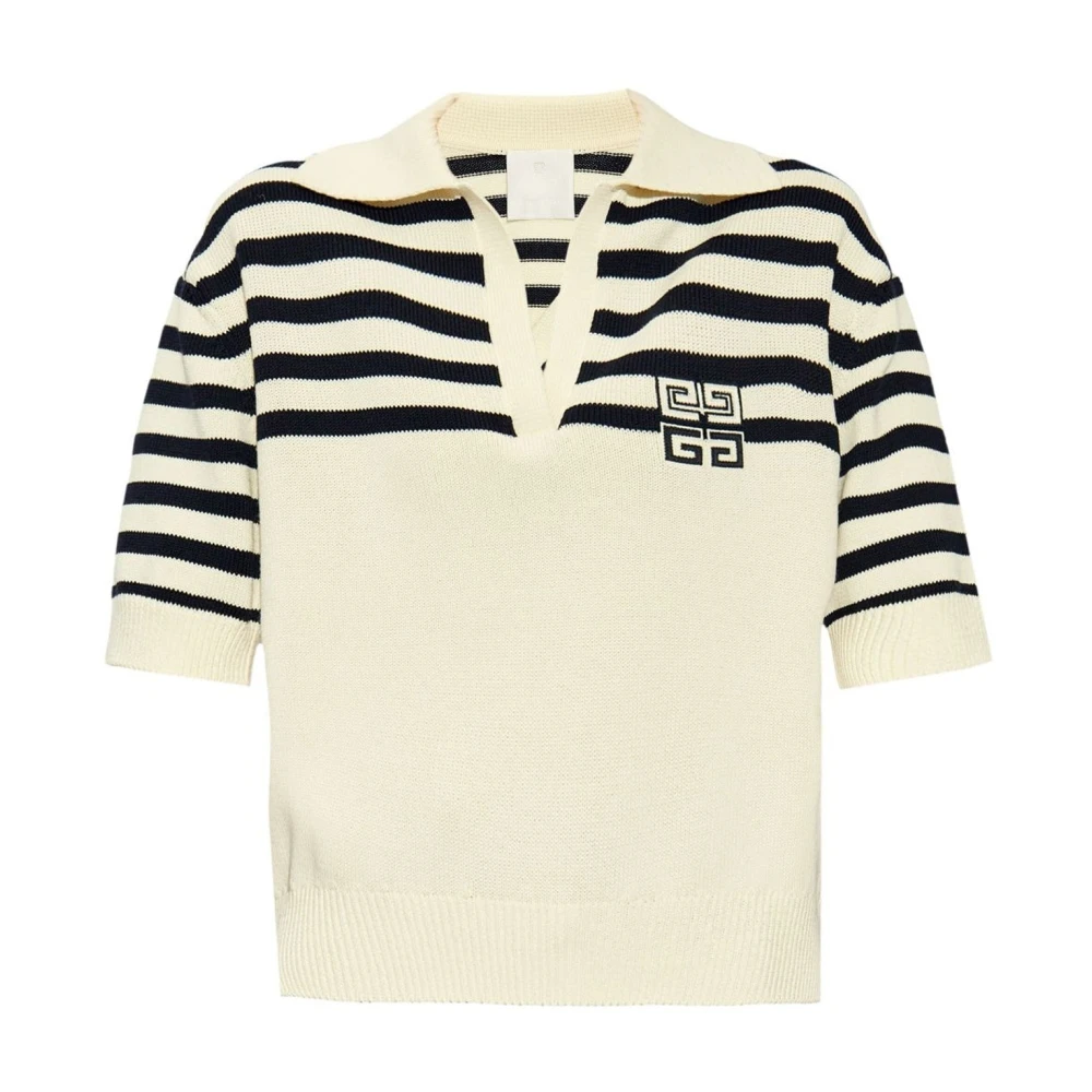 Givenchy Witte Polo Sweater met Gestreept Detail White Dames