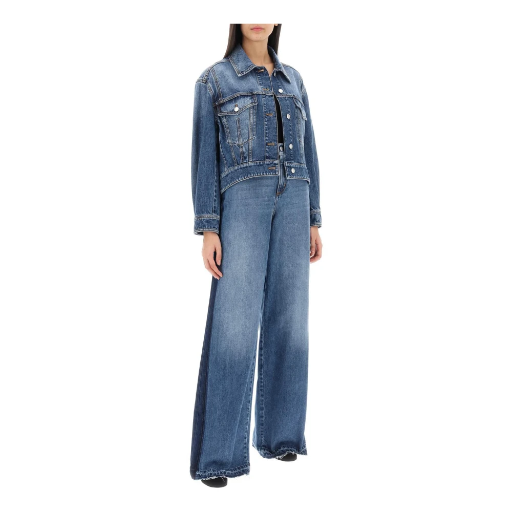 alexander mcqueen Wijde pijp jeans met contrasterende details Blue Dames