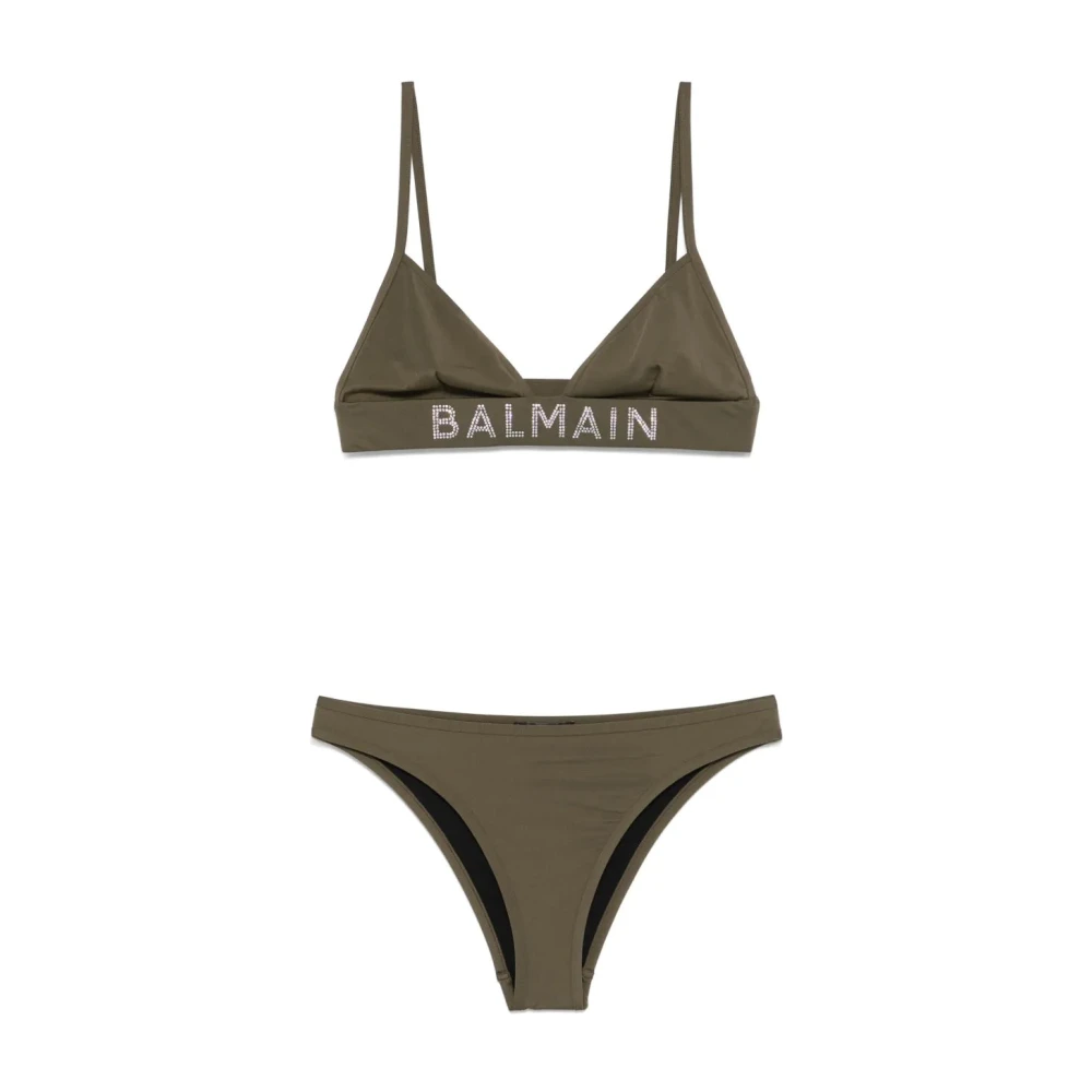 Balmain Women's Green Triangle Bikini - Bikinis - L - Swimwear