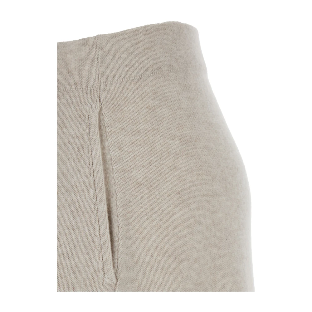 BRUNELLO CUCINELLI Beige Cashmere A-lijn Midi Rok Beige Dames