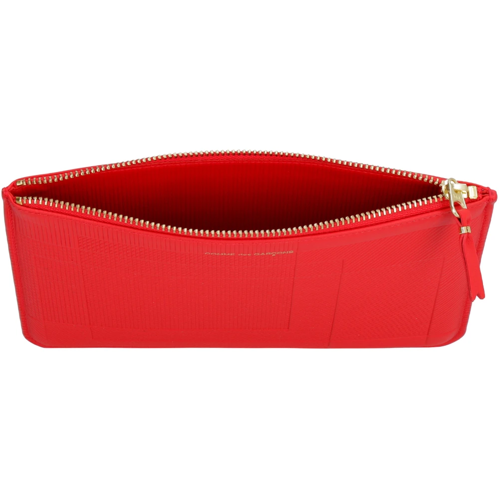 Comme des Garçons Platte leren etui met logo detail Red Heren