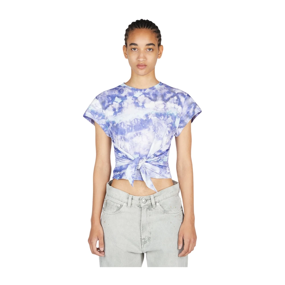 Isabel Marant Étoile Bomull Tie Dye Cropped T-Shirt Purple, Dam