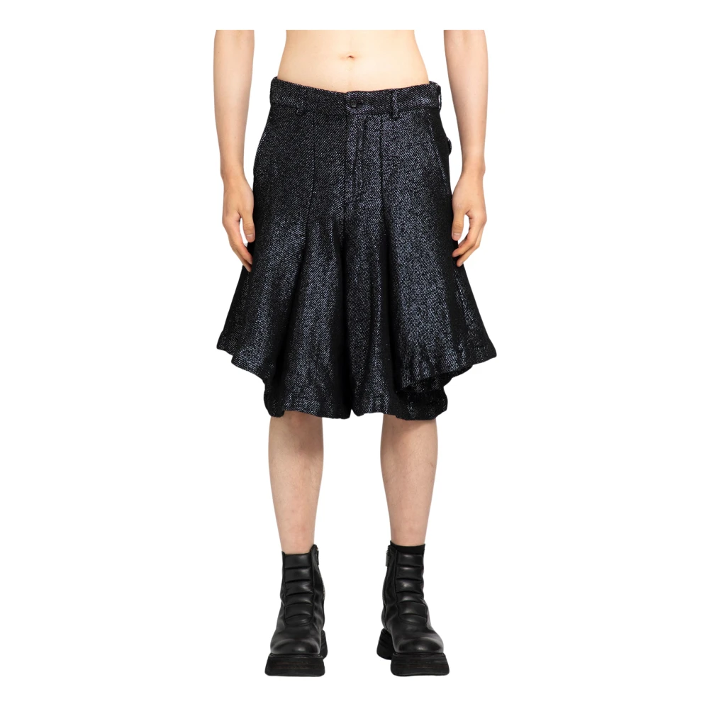Comme des Garçons Multicolor Gerimpelde Wol Nylon Shorts Black Heren