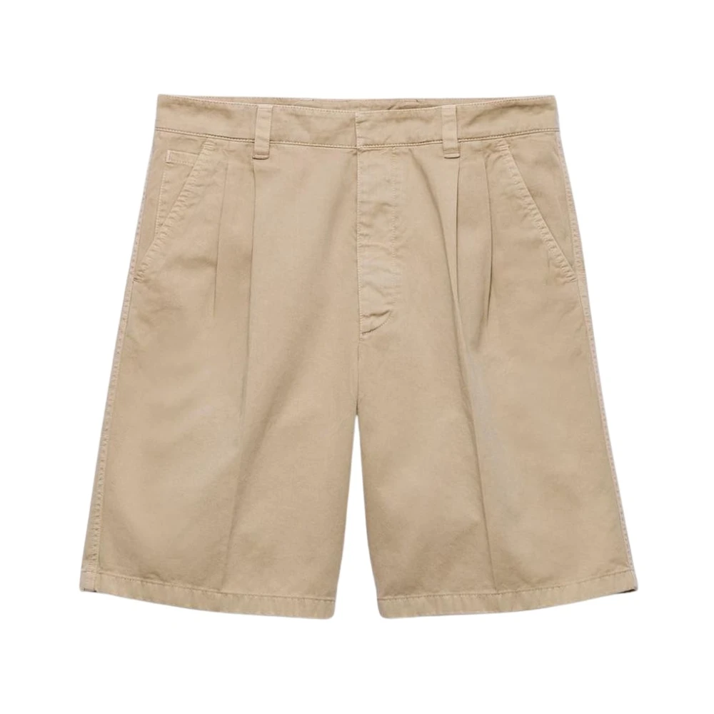Prada Men's Beige Sophisticated Straight-Leg Shorts