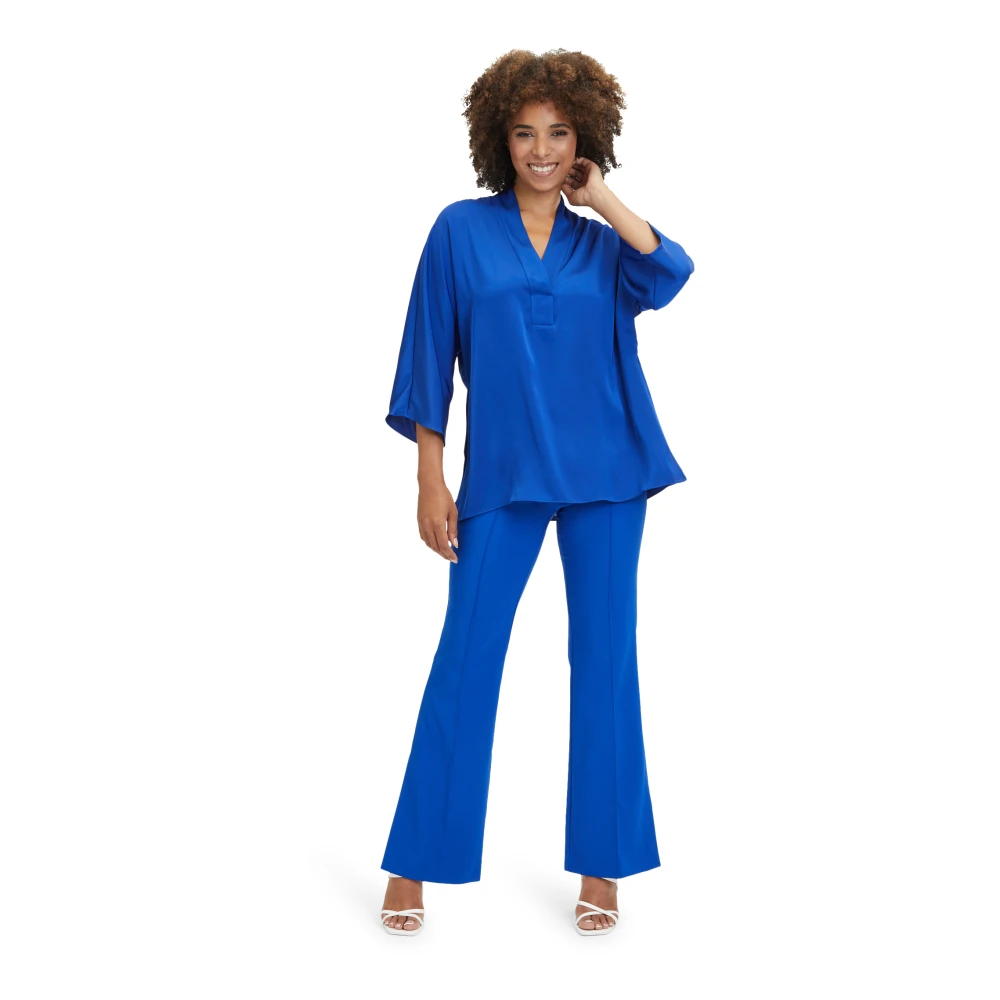 Vera Mont Elegante Blouse Shirt met Zijsplitten Blue Dames