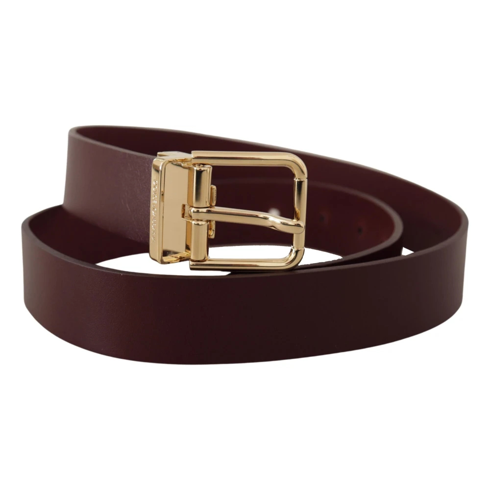 Dolce & Gabbana Elegante kastanjebruine leren riem Brown Heren
