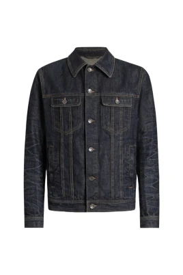 Mörkblå Denimjacka Klassisk Stil