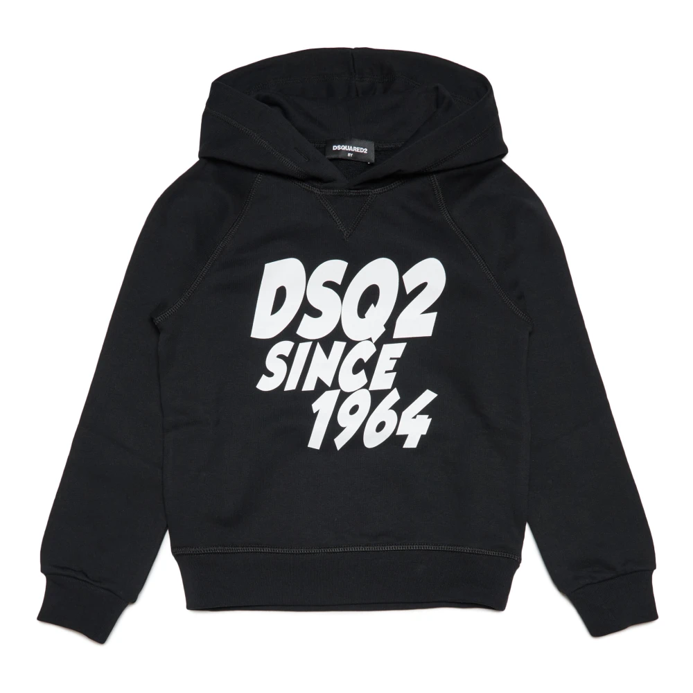 Dsquared2 Unisex Kids Black Sweatshirts,, Logo Graphic Hooded Sweatshirt Size 6 Y