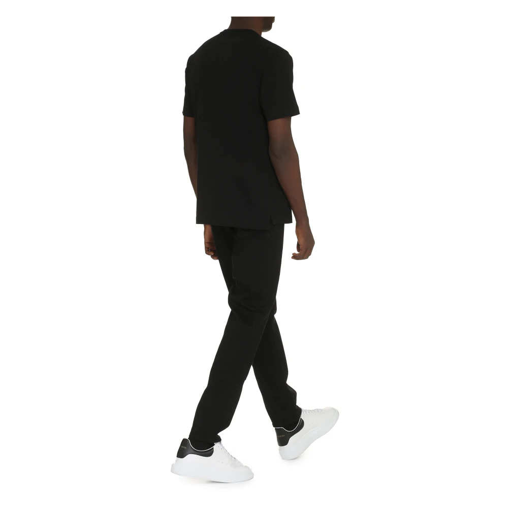 Diesel Katoenen T-shirt met Ribboord Halslijn Black Heren