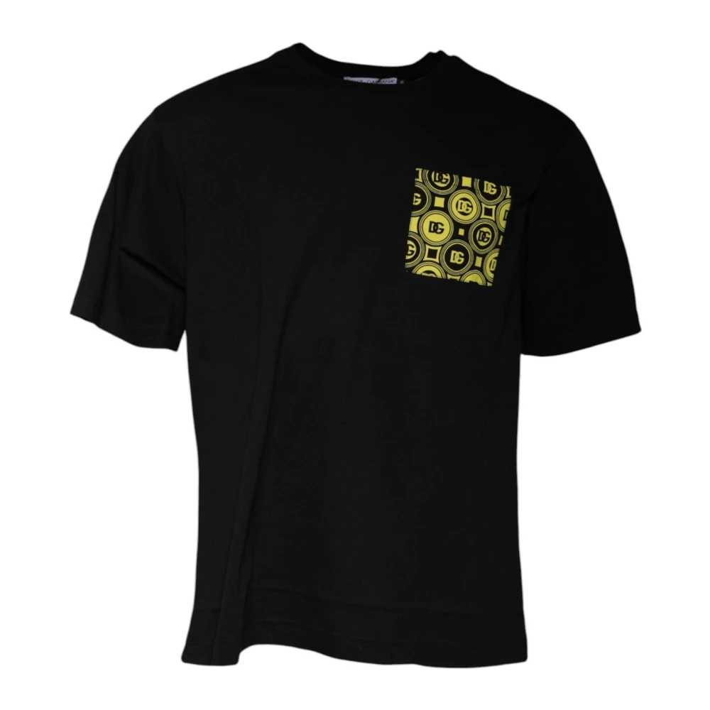 Dolce & Gabbana Zwart Logo Print Katoenen T-shirt Black Heren
