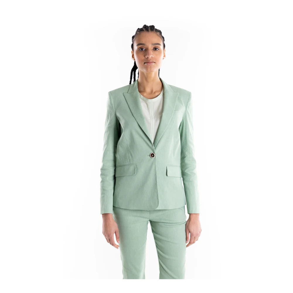Pinko Women's Green Blazers, L, Single-Breasted One-Button Jacket