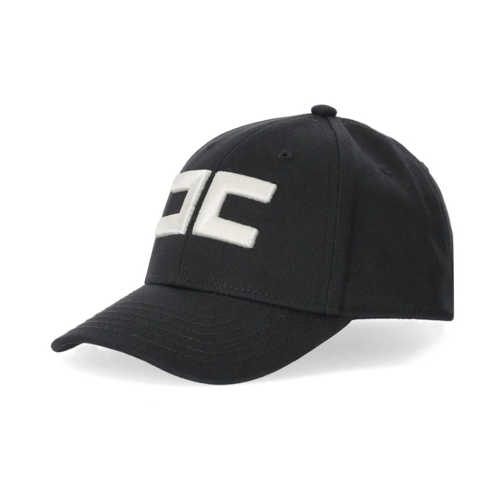 Elisabetta Franchi Zwarte Baseballpet met Geborduurd Logo Black Dames